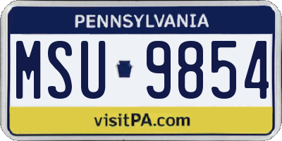 PA license plate MSU9854