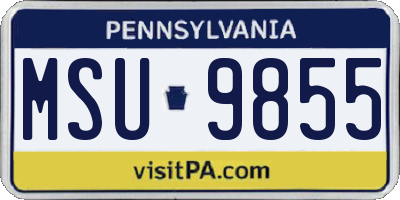 PA license plate MSU9855
