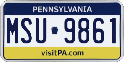 PA license plate MSU9861