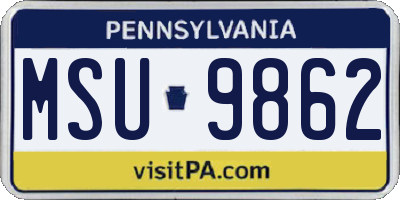 PA license plate MSU9862