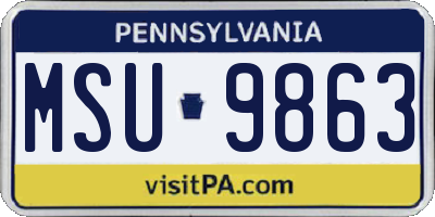 PA license plate MSU9863