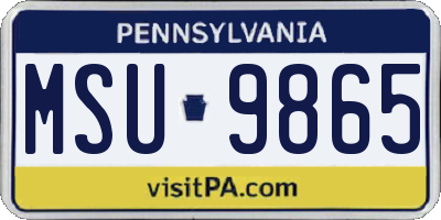 PA license plate MSU9865