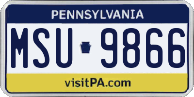 PA license plate MSU9866