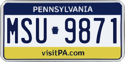 PA license plate MSU9871