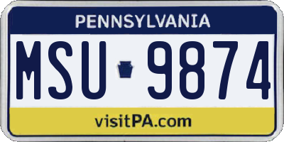 PA license plate MSU9874