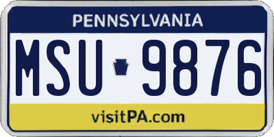 PA license plate MSU9876
