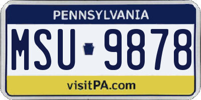 PA license plate MSU9878