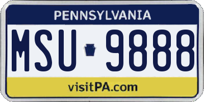 PA license plate MSU9888