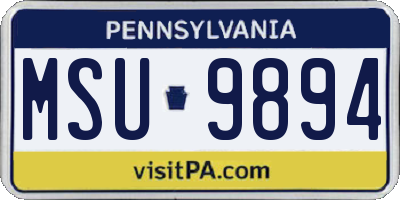 PA license plate MSU9894