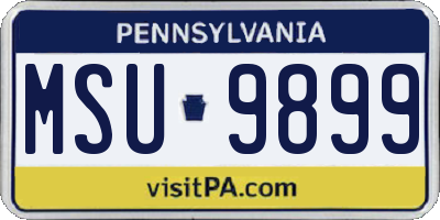 PA license plate MSU9899