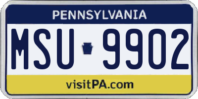 PA license plate MSU9902