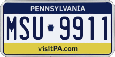 PA license plate MSU9911
