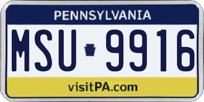PA license plate MSU9916