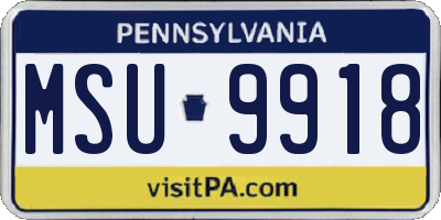 PA license plate MSU9918