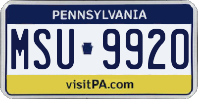 PA license plate MSU9920