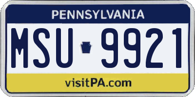 PA license plate MSU9921