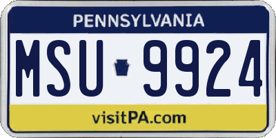 PA license plate MSU9924
