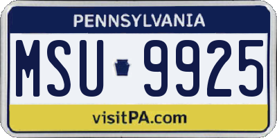 PA license plate MSU9925