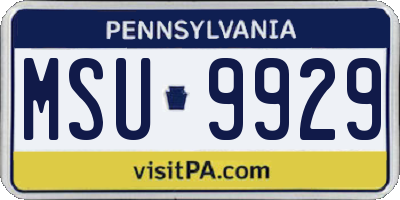 PA license plate MSU9929
