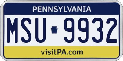 PA license plate MSU9932