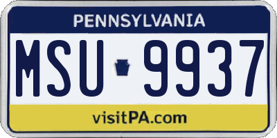 PA license plate MSU9937