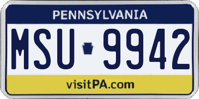 PA license plate MSU9942