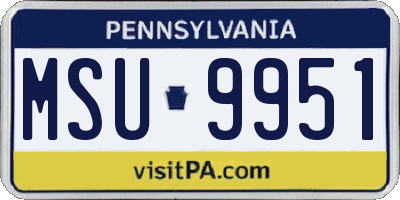 PA license plate MSU9951