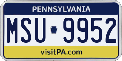 PA license plate MSU9952