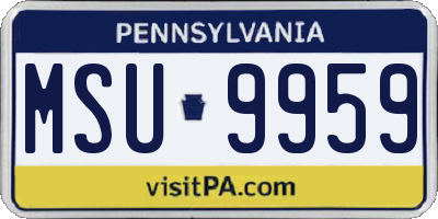 PA license plate MSU9959