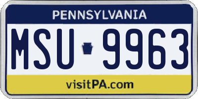 PA license plate MSU9963