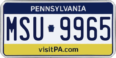 PA license plate MSU9965