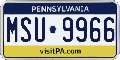 PA license plate MSU9966