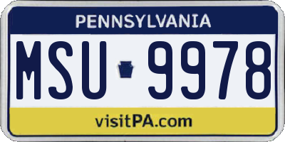 PA license plate MSU9978