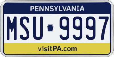 PA license plate MSU9997