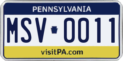 PA license plate MSV0011