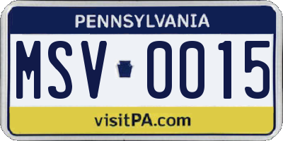 PA license plate MSV0015
