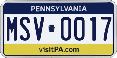 PA license plate MSV0017