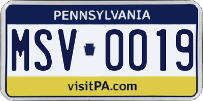 PA license plate MSV0019