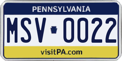 PA license plate MSV0022