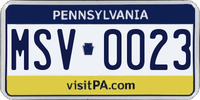 PA license plate MSV0023