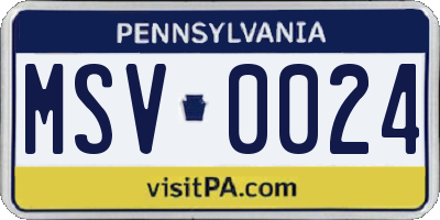 PA license plate MSV0024