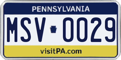 PA license plate MSV0029