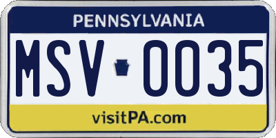PA license plate MSV0035