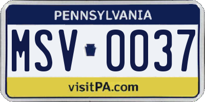 PA license plate MSV0037