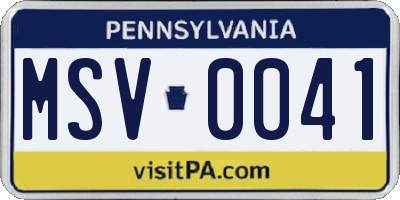 PA license plate MSV0041