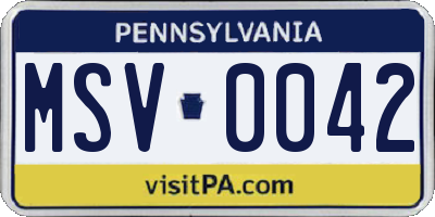 PA license plate MSV0042