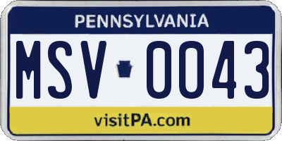PA license plate MSV0043
