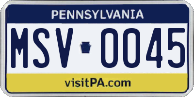 PA license plate MSV0045