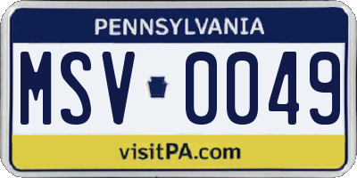 PA license plate MSV0049
