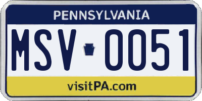 PA license plate MSV0051